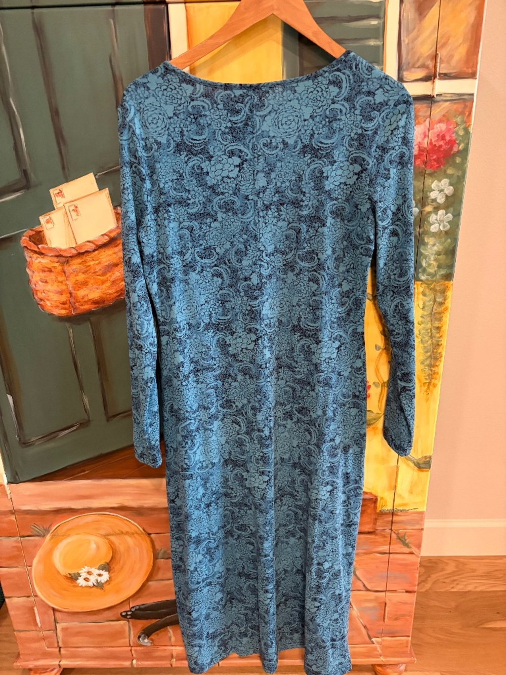 Peruvian Connection- Indigo Lace Print Dress size M